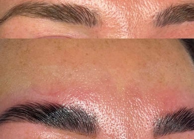 Before and after eyebrow treatment at KS Beauty By Kai, Sale, England, GB, showcasing enhanced brow styling.