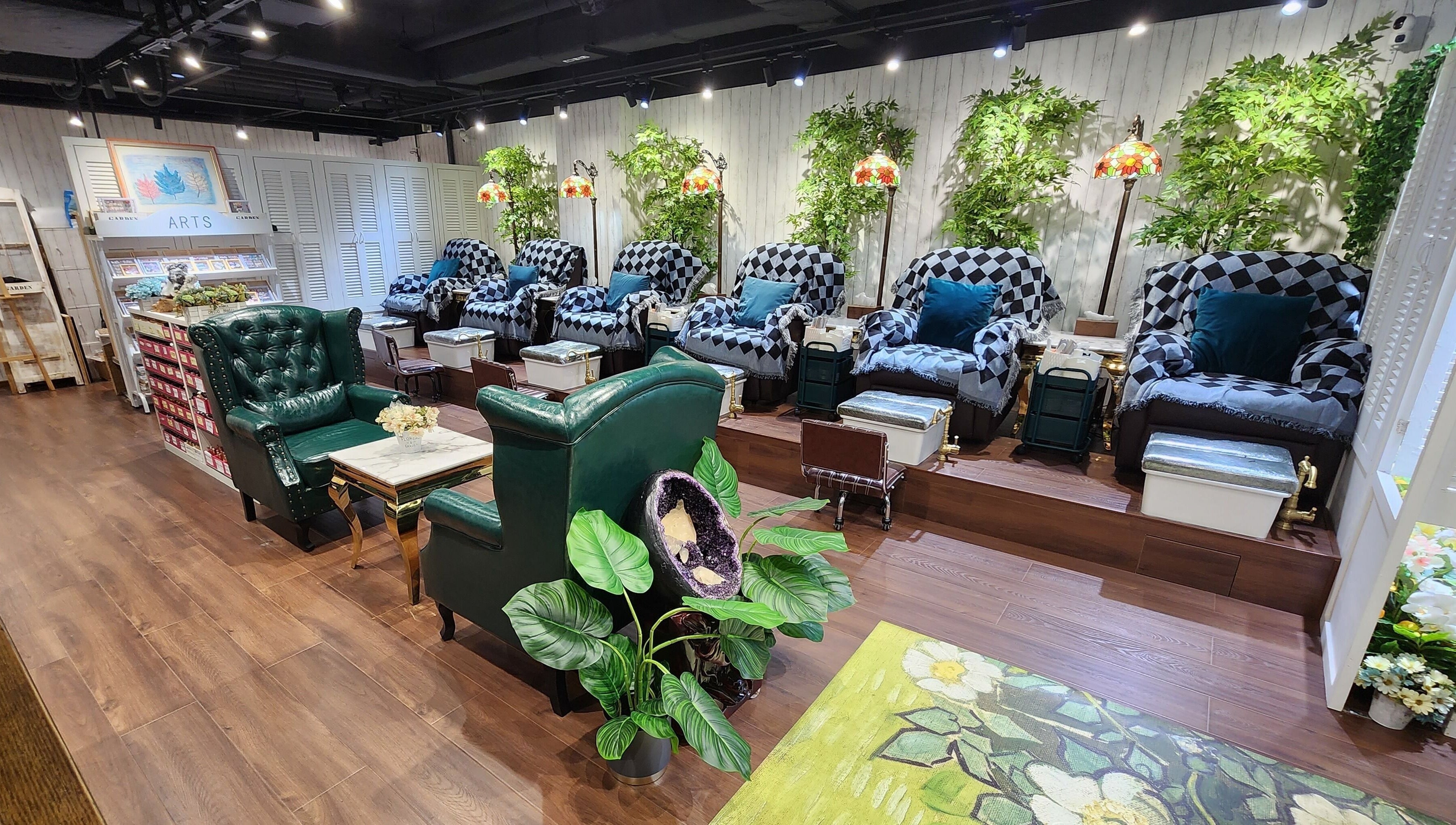 Elegant nail salon seating area at Home Nails, Singapore, Singapore, SG.