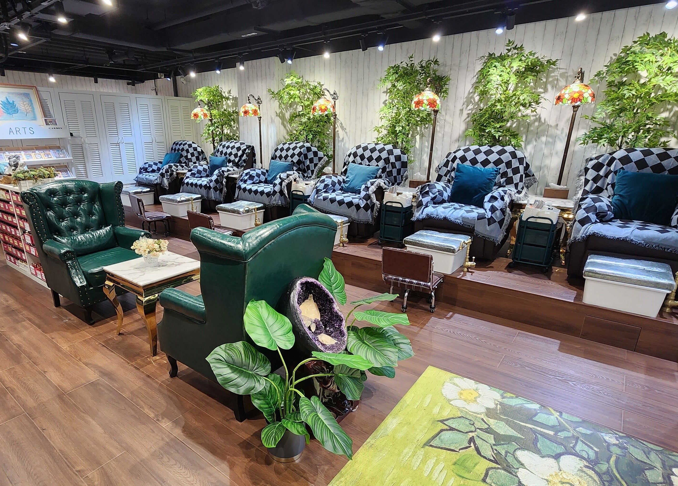 Elegant nail salon seating area at Home Nails, Singapore, Singapore, SG.