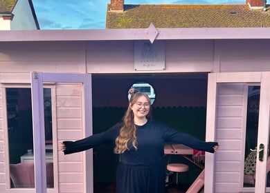 Warm welcome at Daryl’s Beauty Room, pastel exterior, Walmer, England, GB.