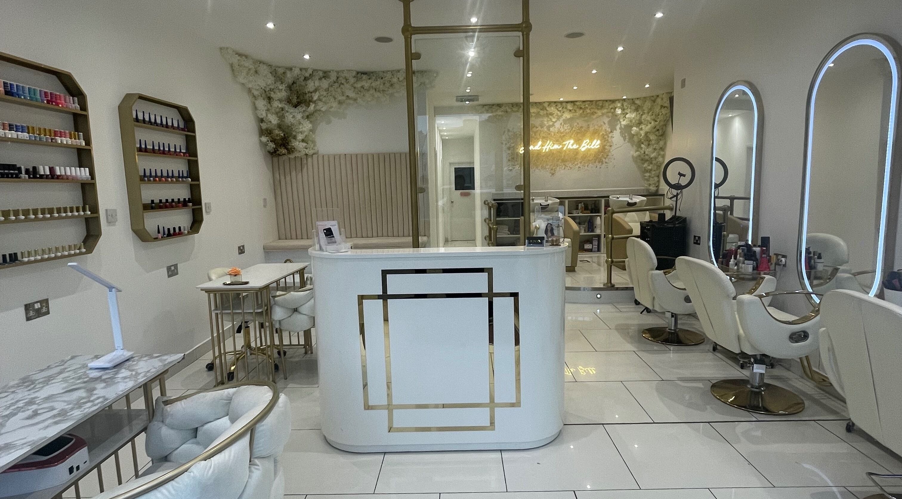 Luxurious interior of Nailsbydiana, featuring elegant decor and modern amenities in London, England, GB.