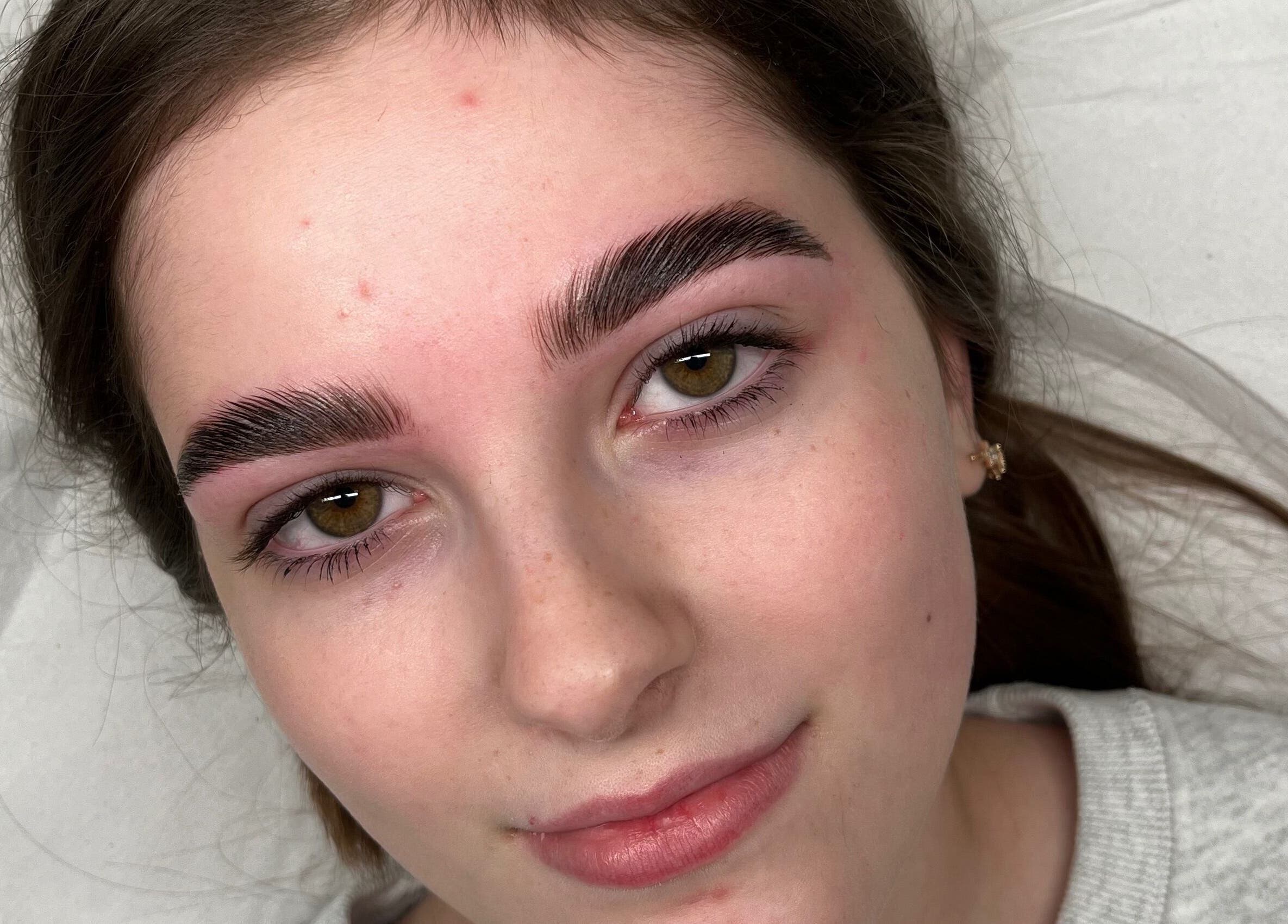 Eyebrow styling at Elles Brows and Beauty, Crawley, England, GB, showcasing precise brow grooming.