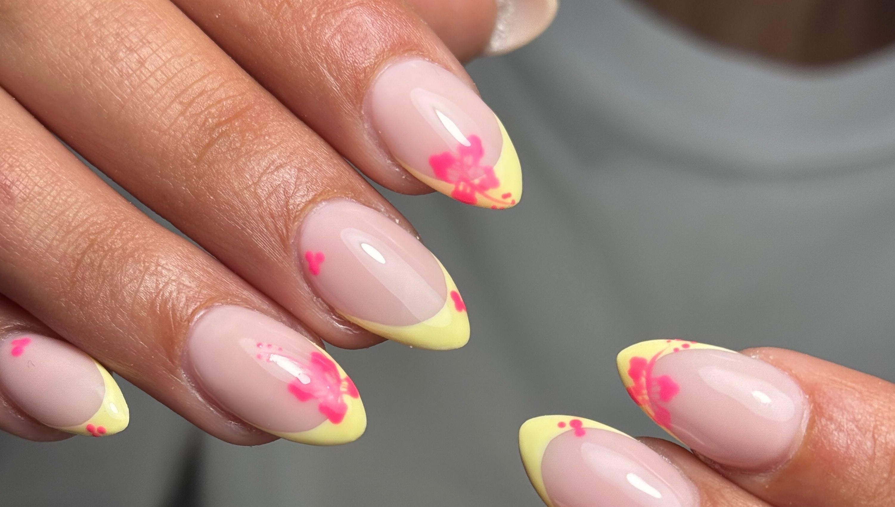Floral-tip nail art at B's Nail Lounge, Cartwirght, New South Wales, AU showcasing vibrant design.