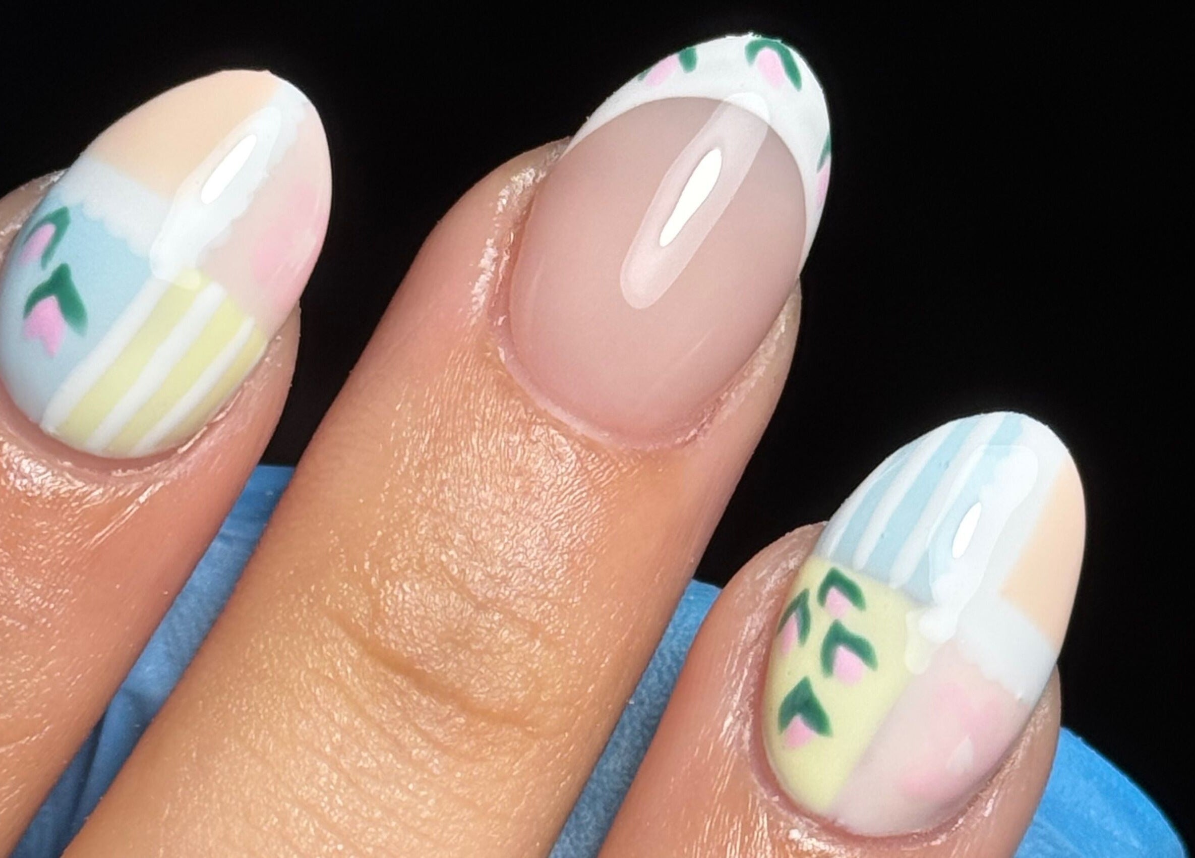 Colorful nail art design at B's Nail Lounge, Cartwright, New South Wales, AU.