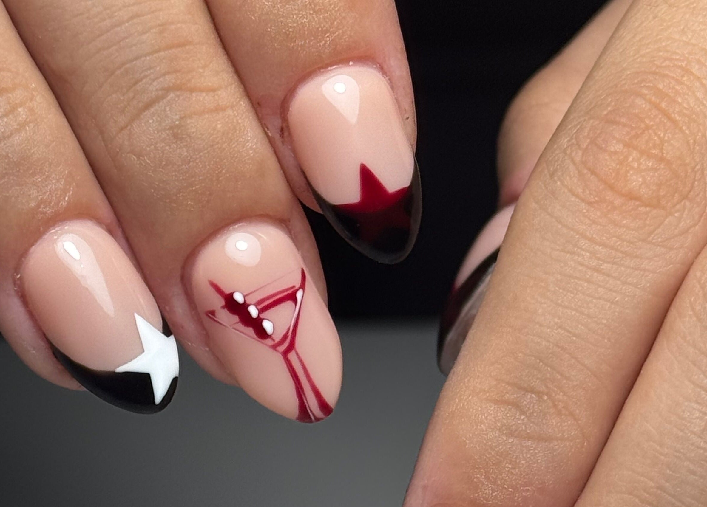 Decorative star and cocktail nail art at B's Nail Lounge, Cartwirght, New South Wales, AU.