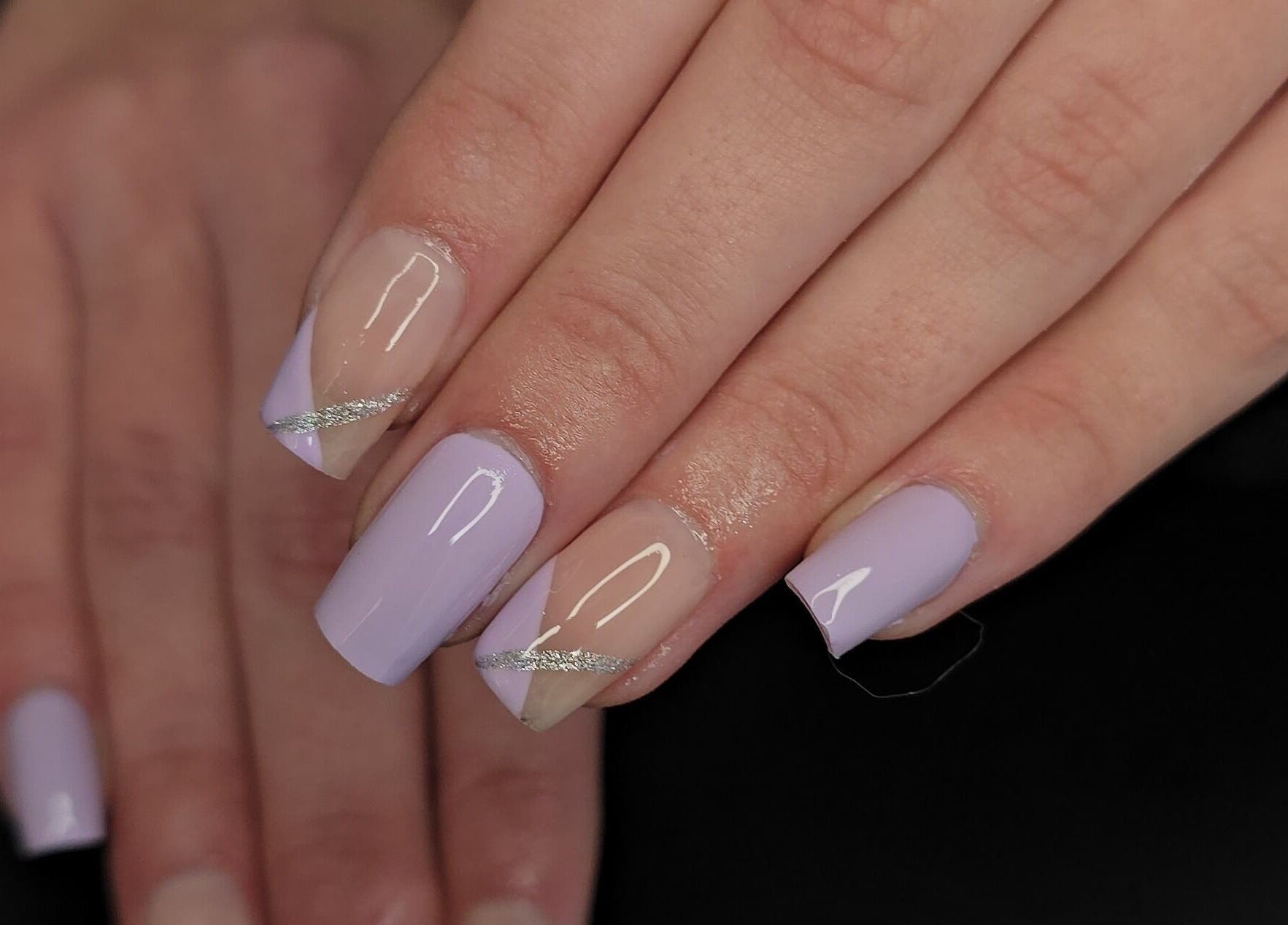 Lavender manicure with silver accents at Whispering Waters, Bloemfontein, Free State, ZA.
