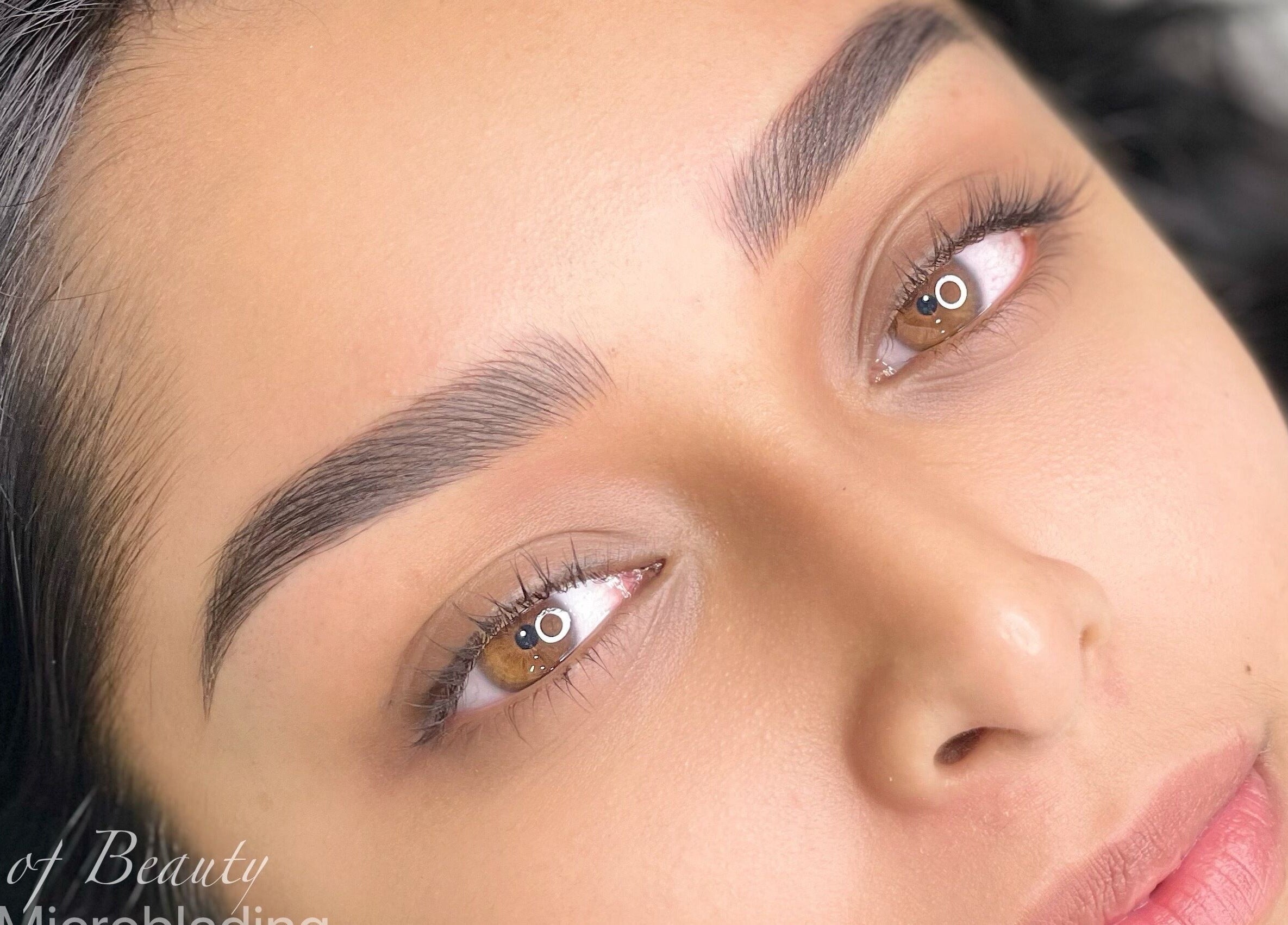Close-up of microblading at Etch of Beauty, Moorebank, New South Wales, AU enhancing natural brow shape.
