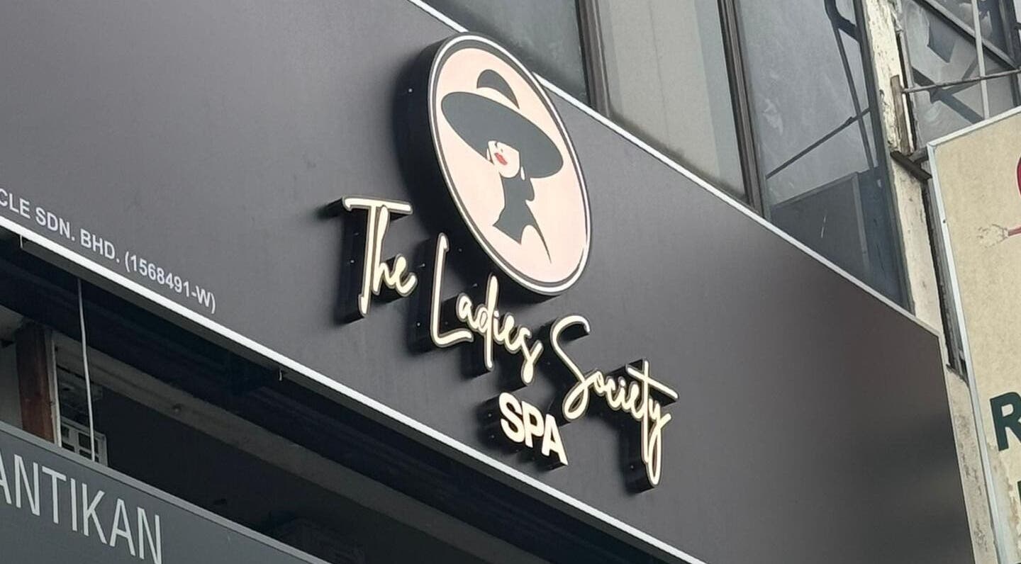 The Ladies Society SPA signage at Ampang, Selangor, MY. Modern, stylish exterior inviting guests.