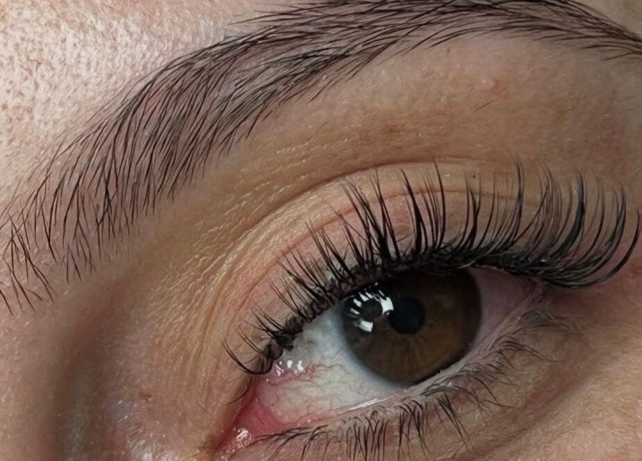 Close-up of styled eyelashes at W2 Salon in South Salt Lake, Utah, US.