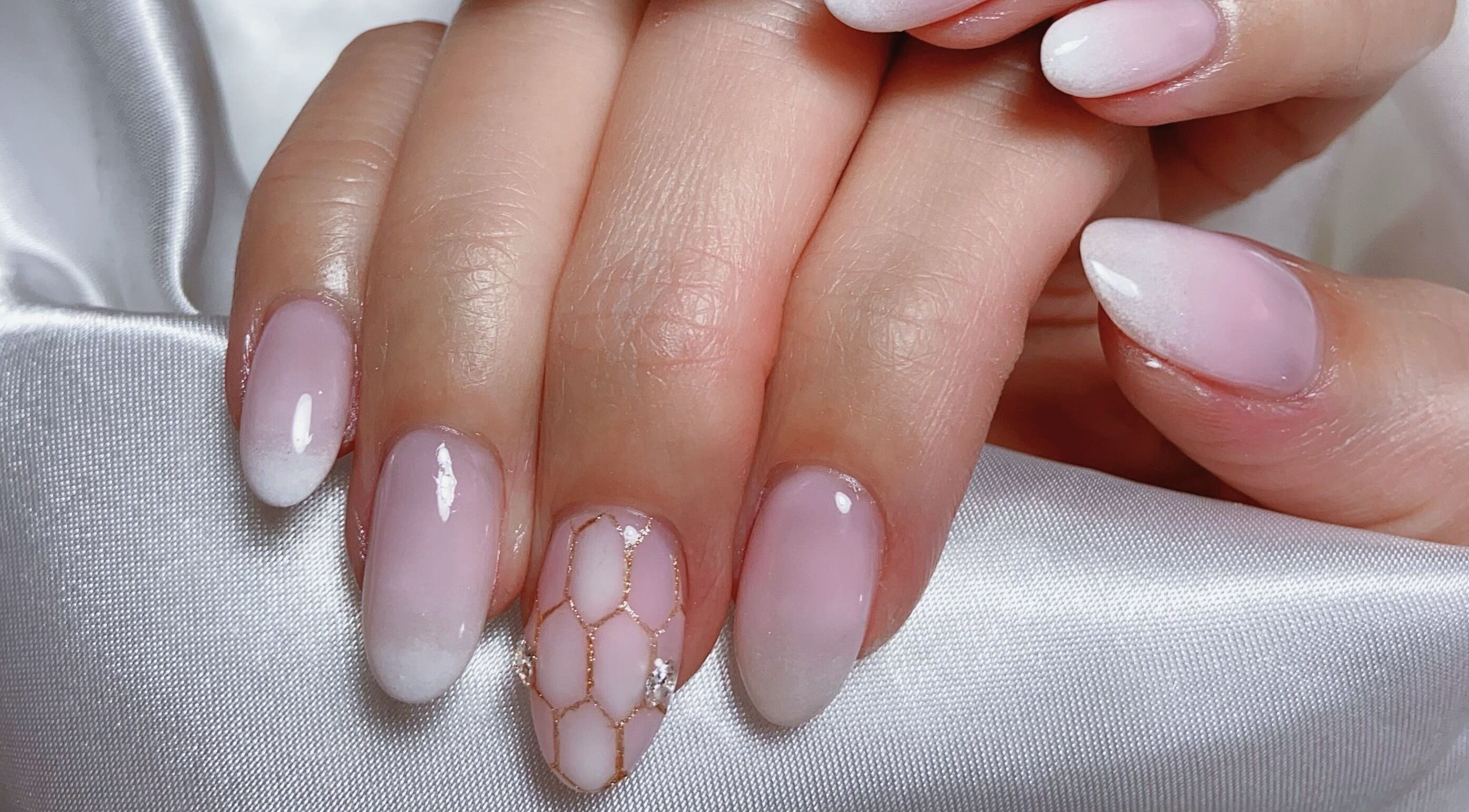 Elegant ombre nail art by Sweet Nail Life in Perth, Western Australia, AU. Soft pink and white gradient design.