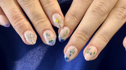 Nail art with floral designs at Mirrorball Beauty, Wandi, Western Australia, AU.