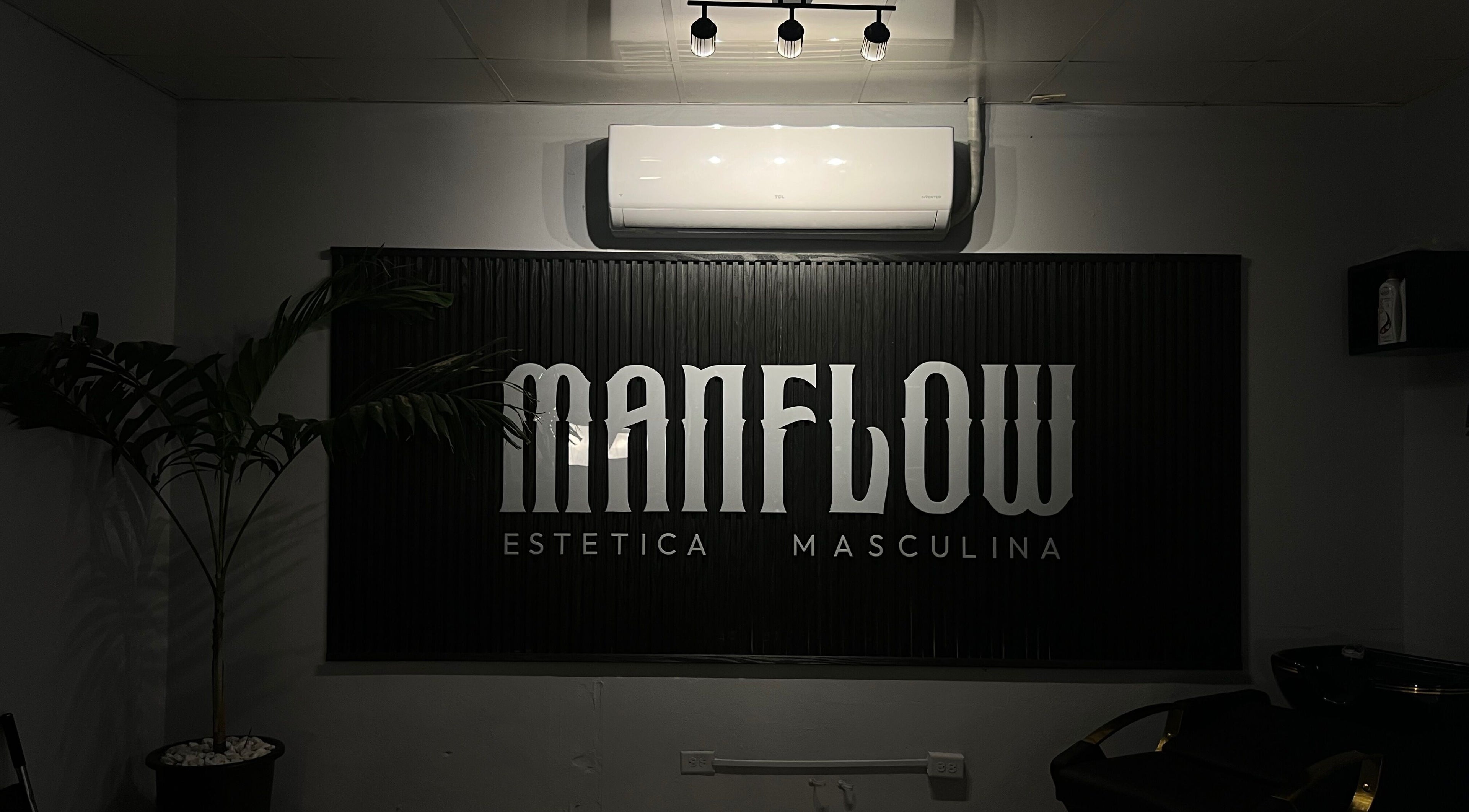 Interior de ManFlow Estética Masculina, Santiago, Provincia De Veraguas, PA, con moderno diseño y vegetación.