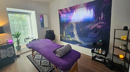 A serene therapy room with a massage table at Rejuvenating Therapies, Bangor, Northern Ireland, GB.