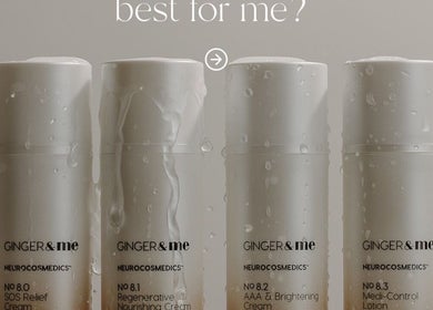 Lorna Owen Beauty in Gingin, Western Australia showcases elegant skincare bottles from Ginger & Me.