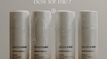 Lorna Owen Beauty in Gingin, Western Australia showcases elegant skincare bottles from Ginger & Me.