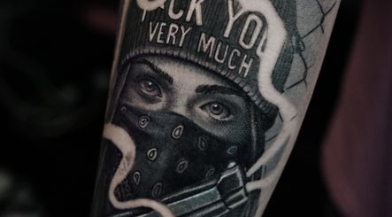 Detailed tattoo sleeve design at Z A Tattoo in Bolton, England, showcasing intricate art work.