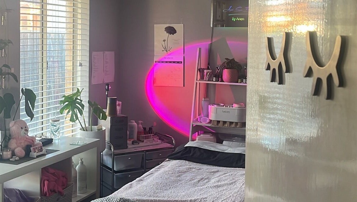 Cozy treatment room at Angel Eyes Beauty By Arien, Halls Head, WA, with soft lighting and spa essentials.