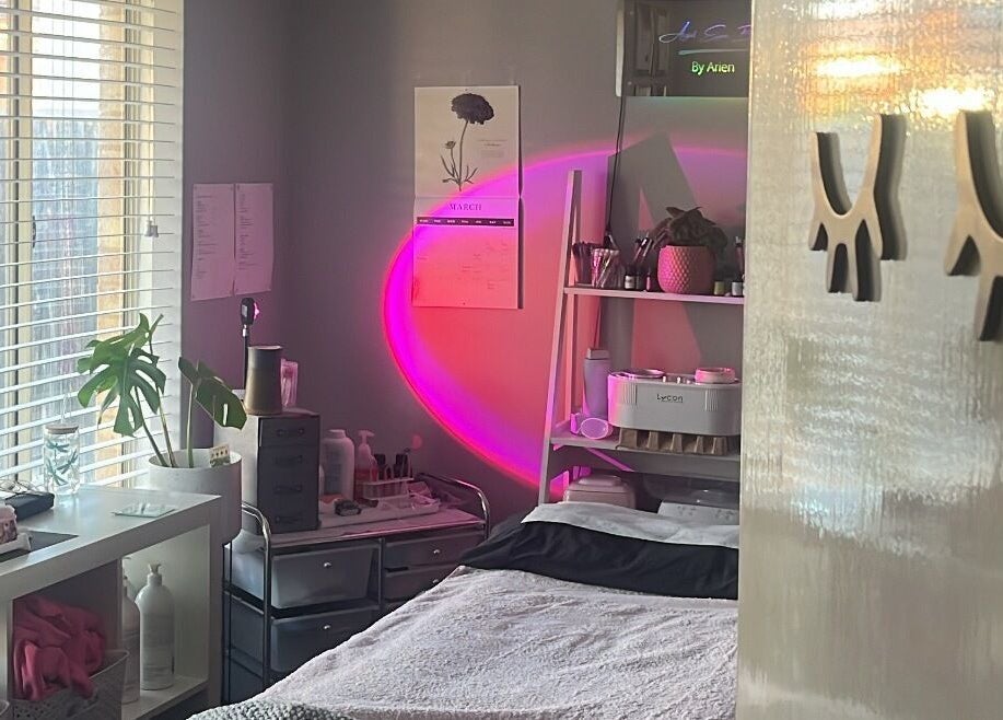 Cozy treatment room at Angel Eyes Beauty By Arien, Halls Head, WA, with soft lighting and spa essentials.