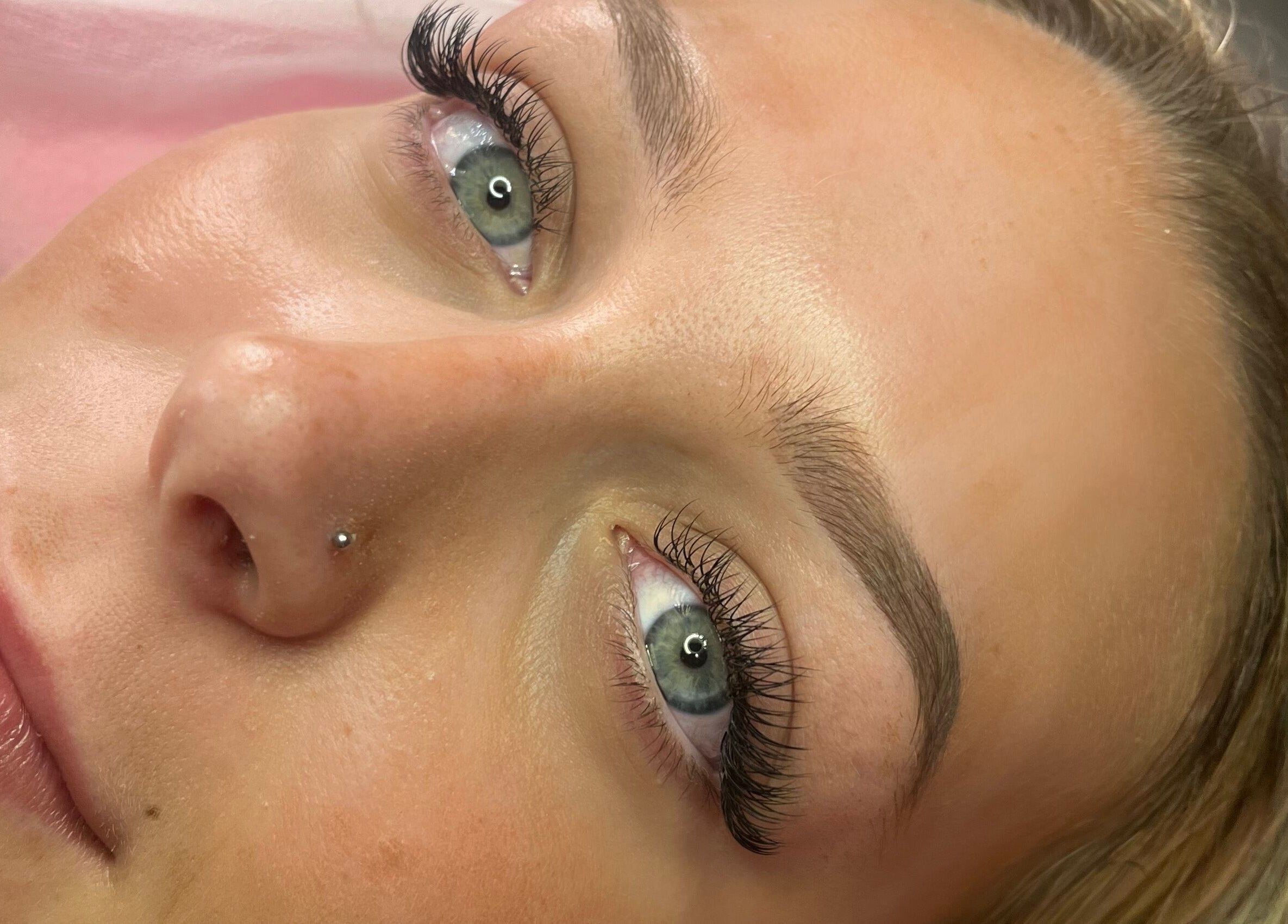 Close-up of enhanced lashes and brows at Angel Eyes Beauty By Arien, Halls Head, Western Australia, AU.