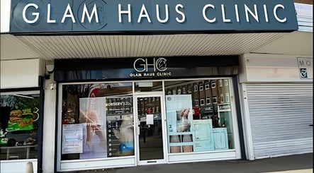 Front view of Glam Haus Clinic, Coventry, England, showcasing elegant signage.