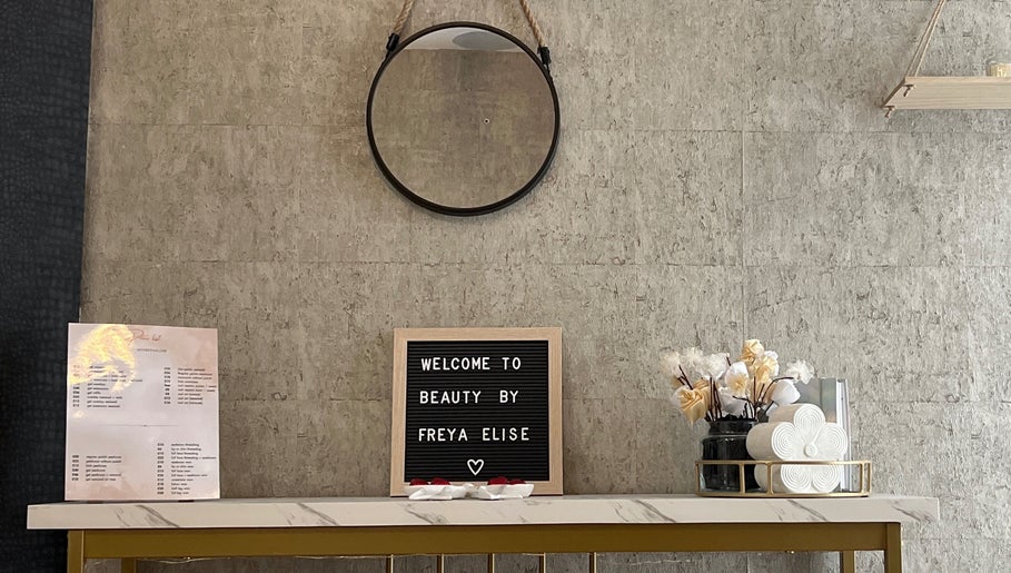 Entrance at Beauty by Freya Elise, featuring a stylish welcome display in Leatherhead, England, GB.