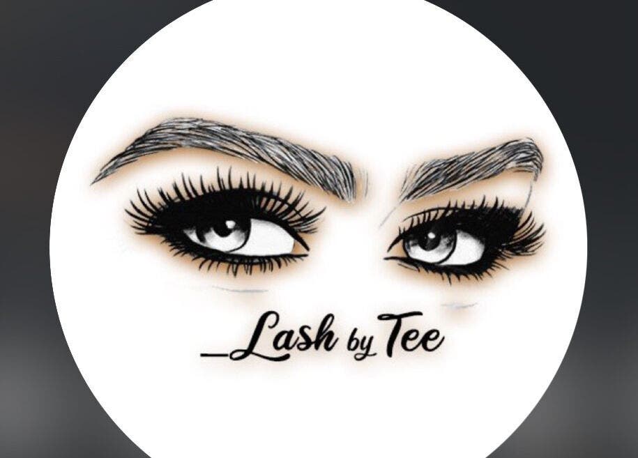 Stylized eye illustration featuring Lashbytee branding in Birmingham, England, GB.
