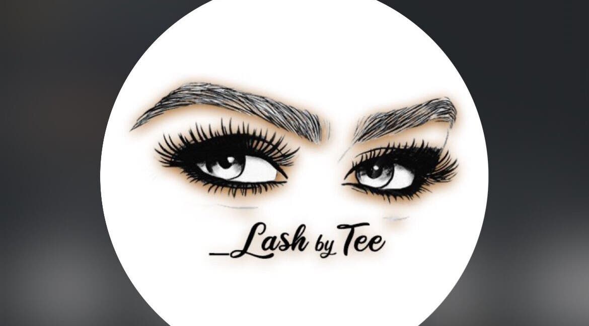 Illustrated eyes in Lashbytee logo, Birmingham, England, GB.