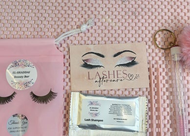 El Shaddai Beauty Bar lash care kit on display in Cape Town, Western Cape, ZA.