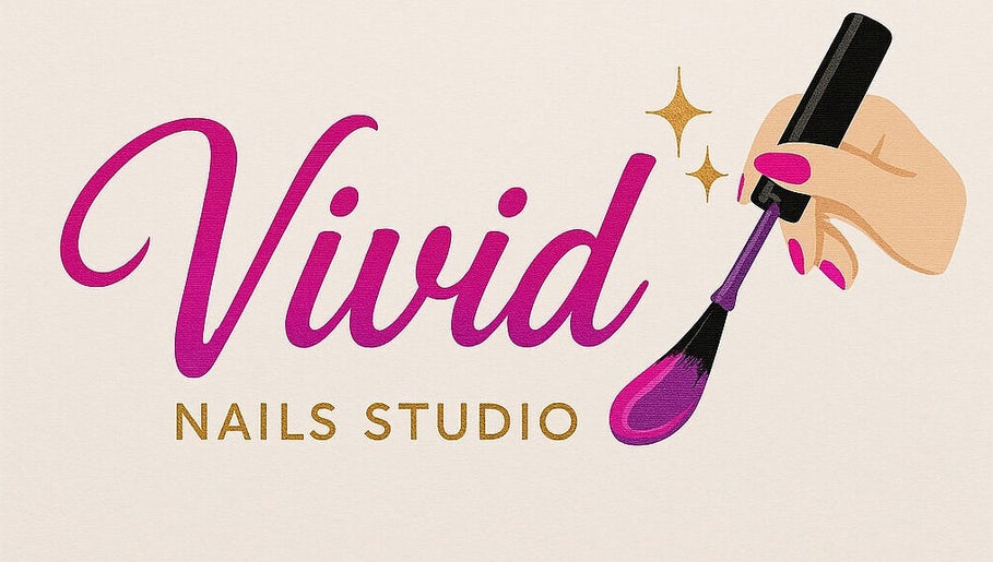 Vivid Nails Studio logo featuring a nail polish brush in St. Michael, Saint James, BB.