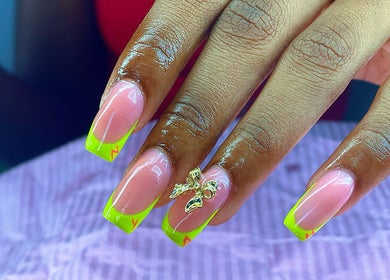 Bright neon nail art at Vivid Nails Studio, St. Michael, Saint James, BB.