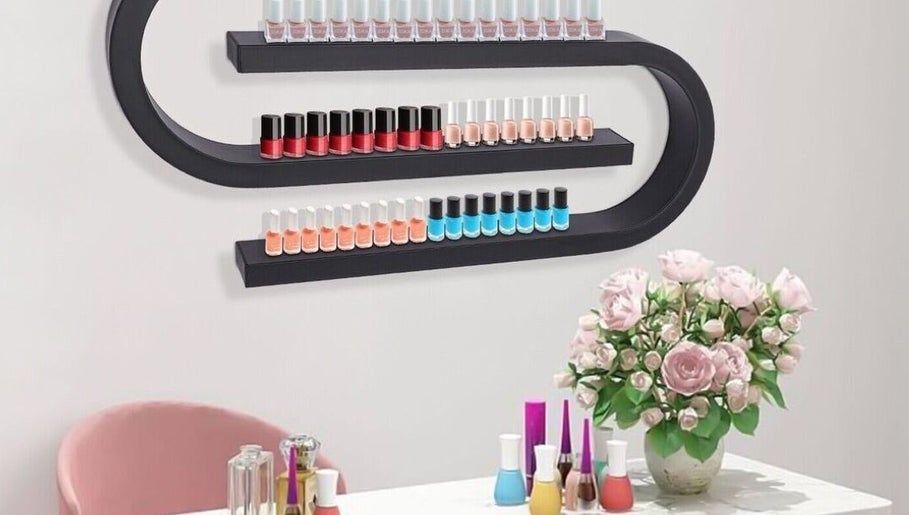 Colorful nail polish display at Vivid Nails Studio, St. Michael, Saint James, BB.