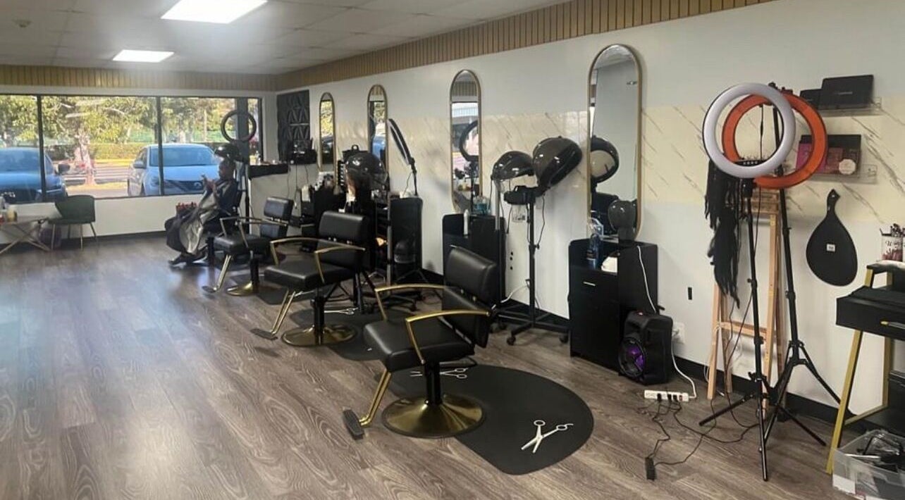 Stylish hair cutting stations at Beyond Beauty & Spa LLC, Royal Palm Beach, Florida, US.
