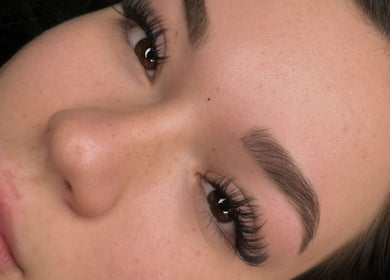 Close-up of expertly styled lashes and brows at Elite Beauty Studio, Browns Plains, Queensland, AU.
