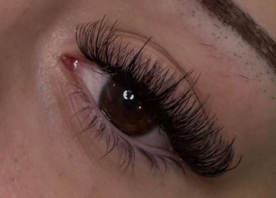 Close-up of eyelash extension at Elite Beauty Studio, Browns Plains, Queensland, AU. Beautiful voluminous lashes.