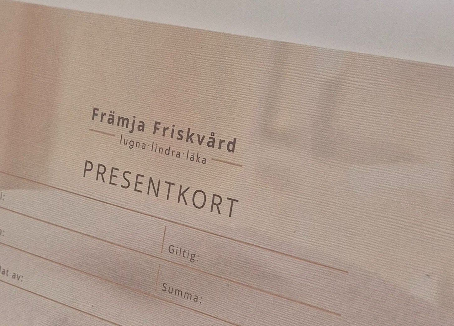 Presentkort från Främja Friskvård AB i Veberöd, Skåne Län, SE. Perfekt för välbefinnande och avkoppling.