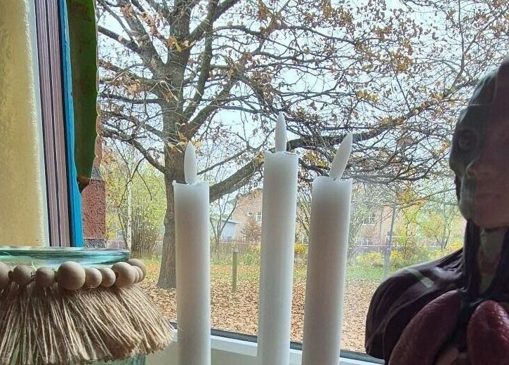 Främja Friskvård AB i Veberöd, Skåne Län, SE med avkopplande ljus och anatomisk modell i fönstret.