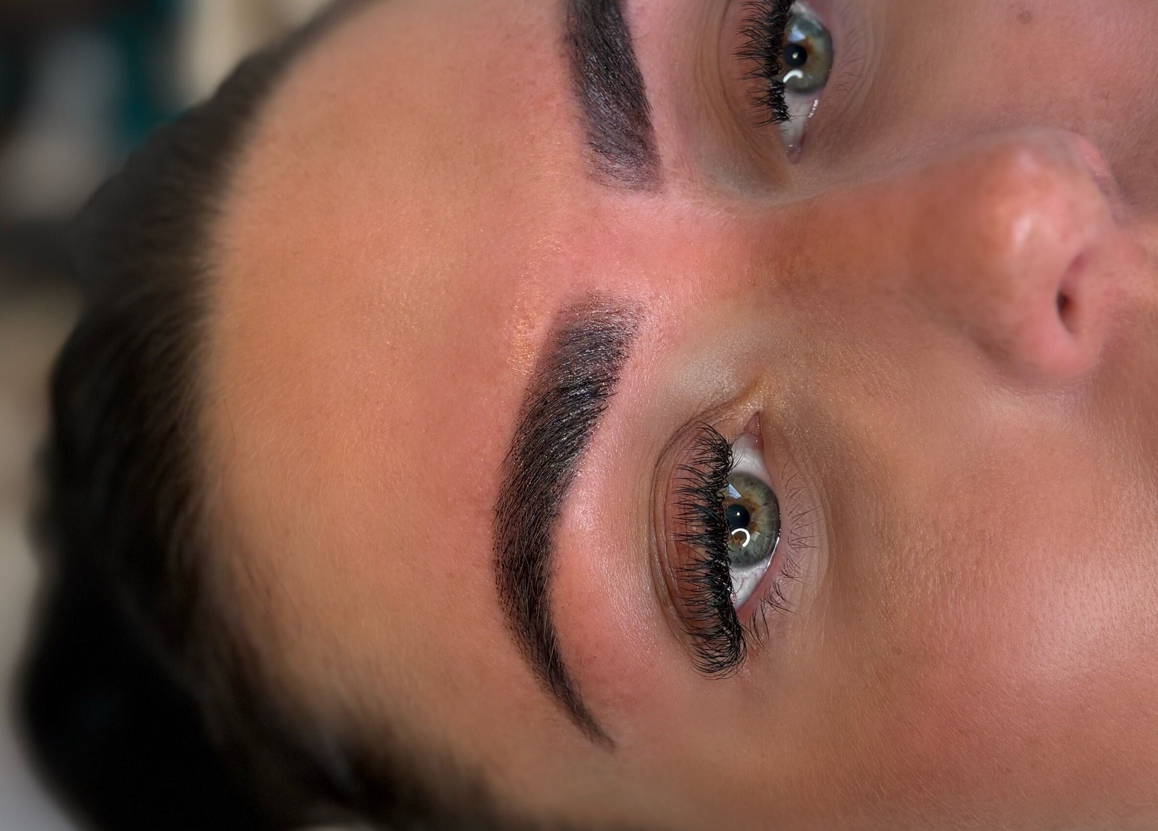 Close-up of expertly shaped eyebrows at Makeup by Lucy, Dundee, Scotland, GB.