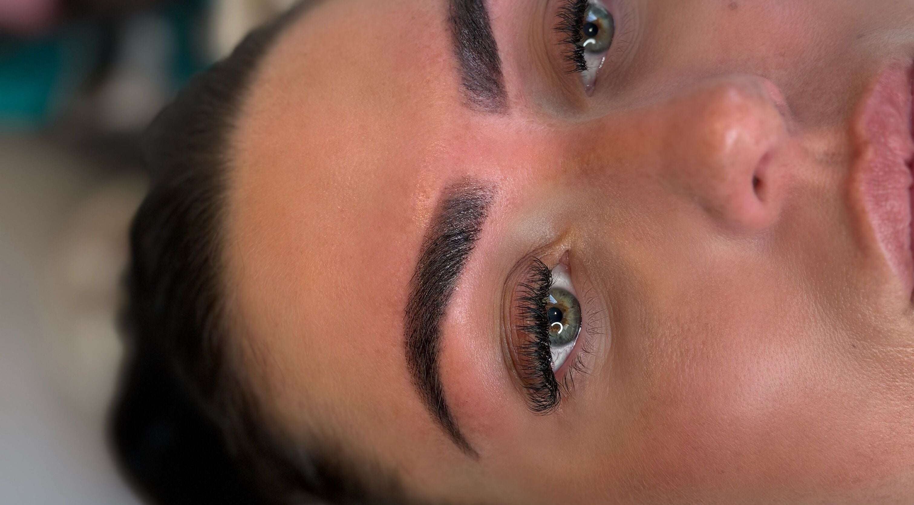 Close-up of expertly shaped eyebrows at Makeup by Lucy, Dundee, Scotland, GB.