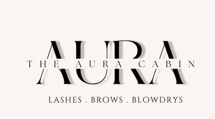 The Aura Cabin logo showcasing lashes, brows, and blowdries in Bobbing, England, GB.