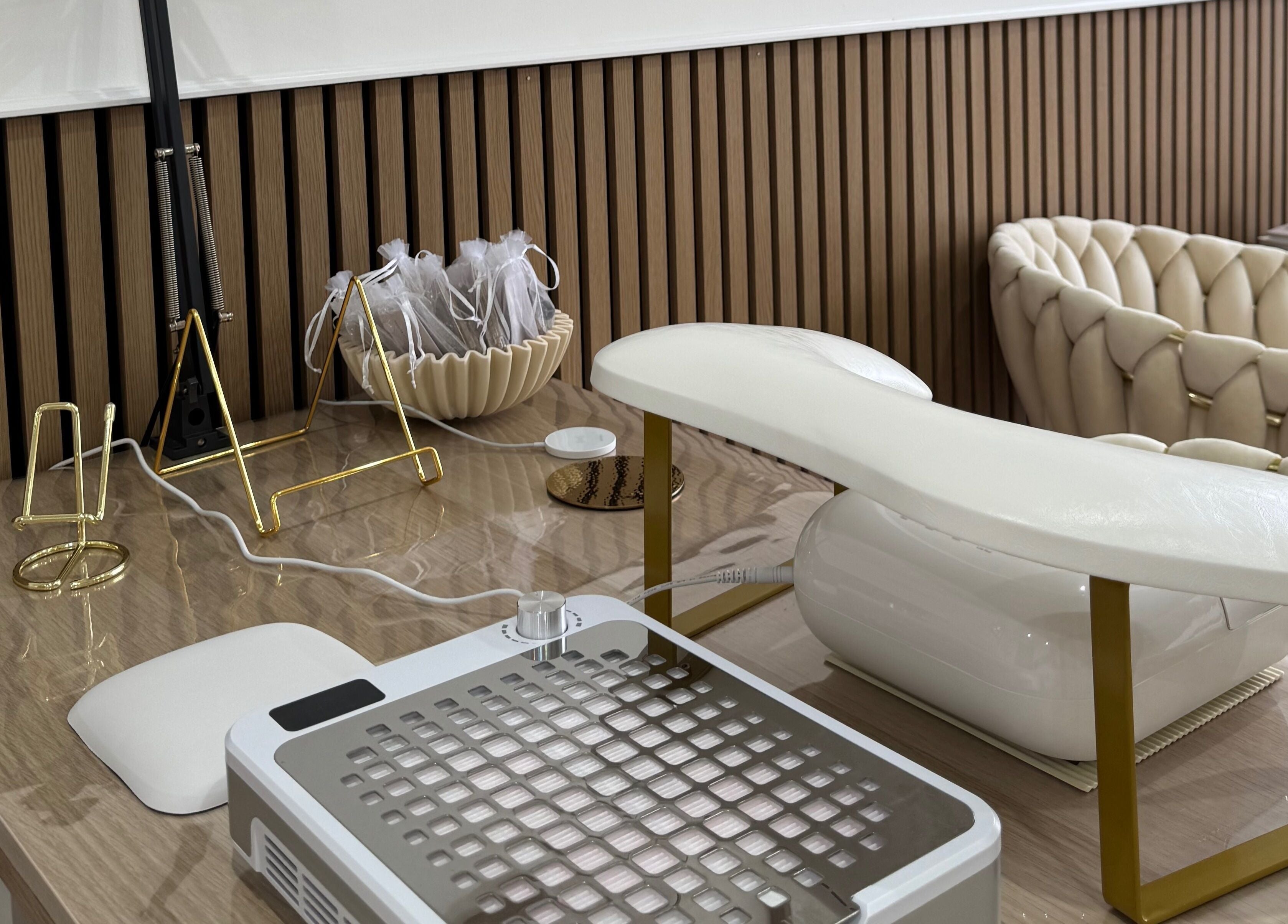 Defined Studio manicure station with luxury decor in Bowers Gifford, England, GB.