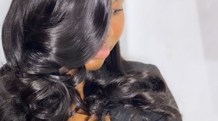 Close-up of sleek hairstyle at Halisbeautytouch, Port of Spain, Port of Spain Corporation, TT.
