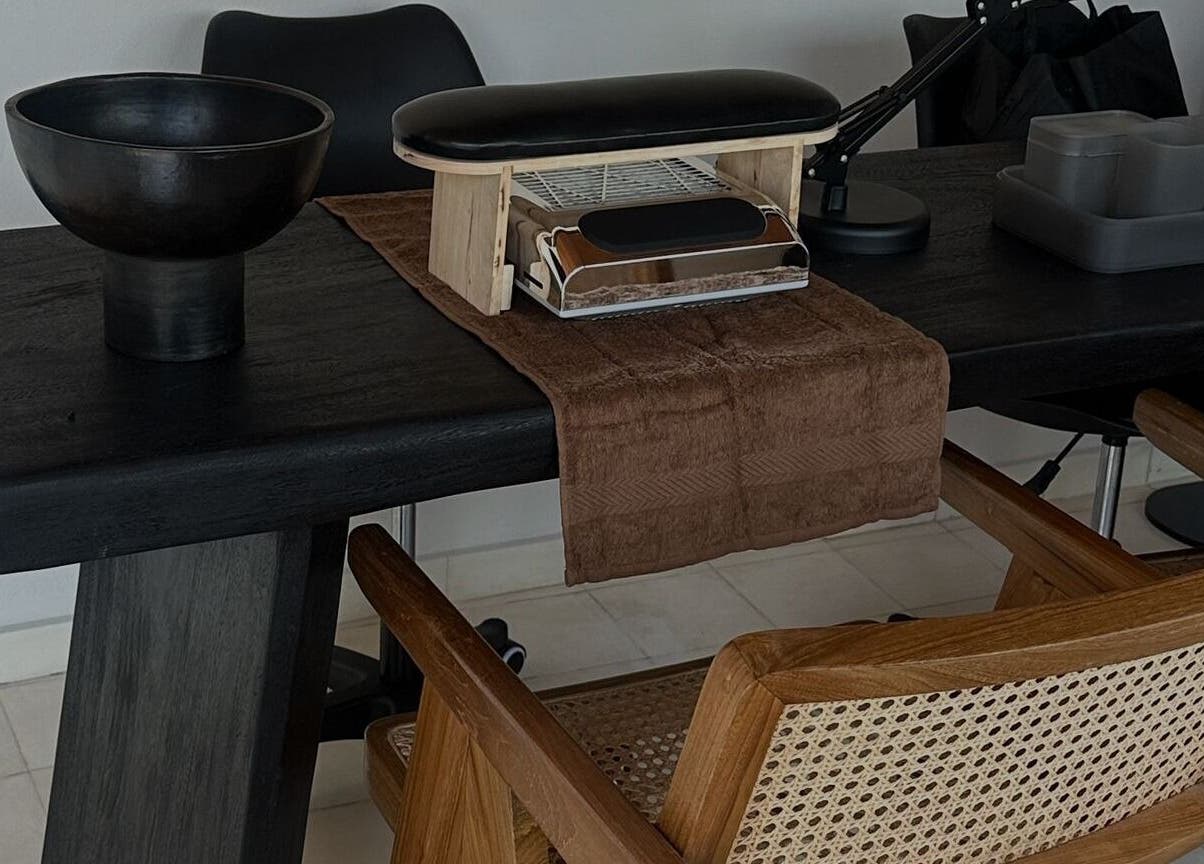 Elegant nail station at Studio SAMĀ Nails & Coffee [Nyuh Kuning], Bali, Bali, ID with modern decor.