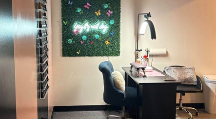 Nail station at The Modern Beauty Lounge, LLC in Inman, South Carolina, US with elegant decor and lighting.