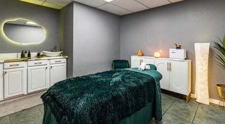 Luxurious massage room at The Shape Spa (Ft. Lauderdale) in Fort Lauderdale, Florida, US, featuring elegant decor.