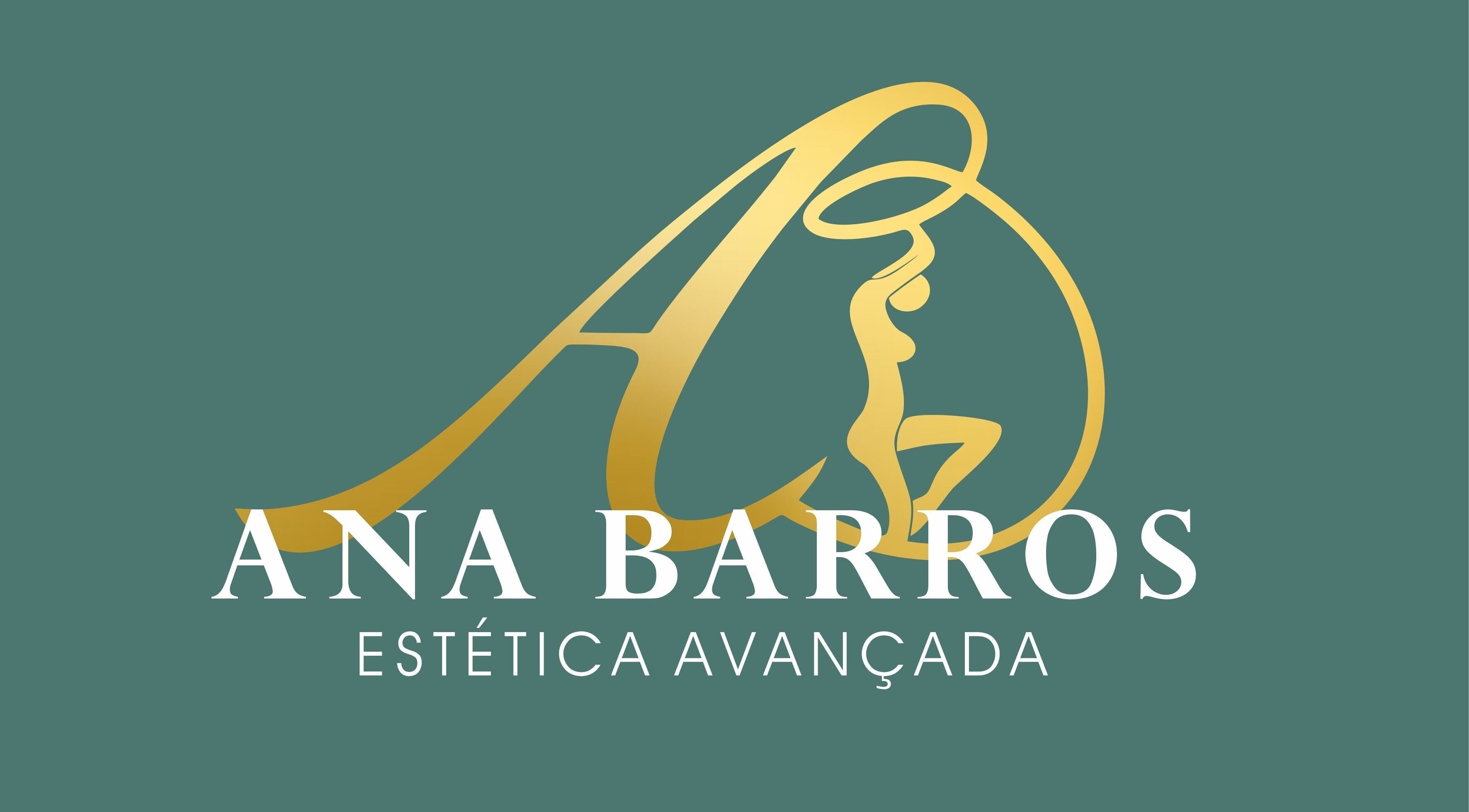 Logotipo elegante de Ana Barros Estética em Penafiel, Porto, PT com design em dourado.