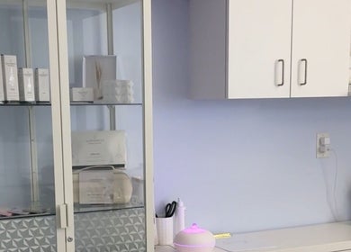 Elegantly organized skincare products at Laser & Skincare by Yana Koval, Moncton, Canada, CA.