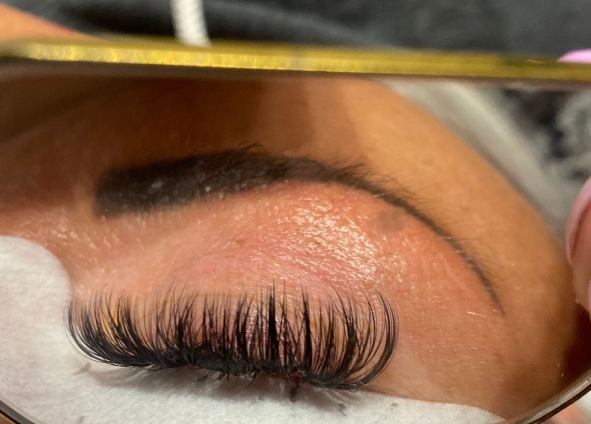 Close-up of eyelash extension at La Belle, Wolverhampton, England, GB.