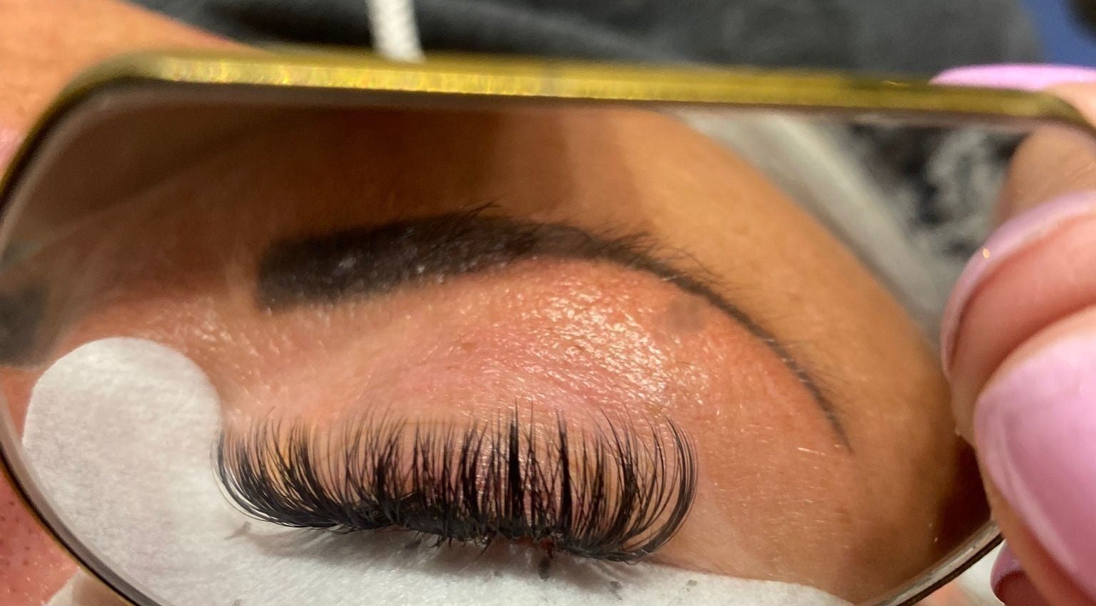 Close-up of eyelash extension at La Belle, Wolverhampton, England, GB.