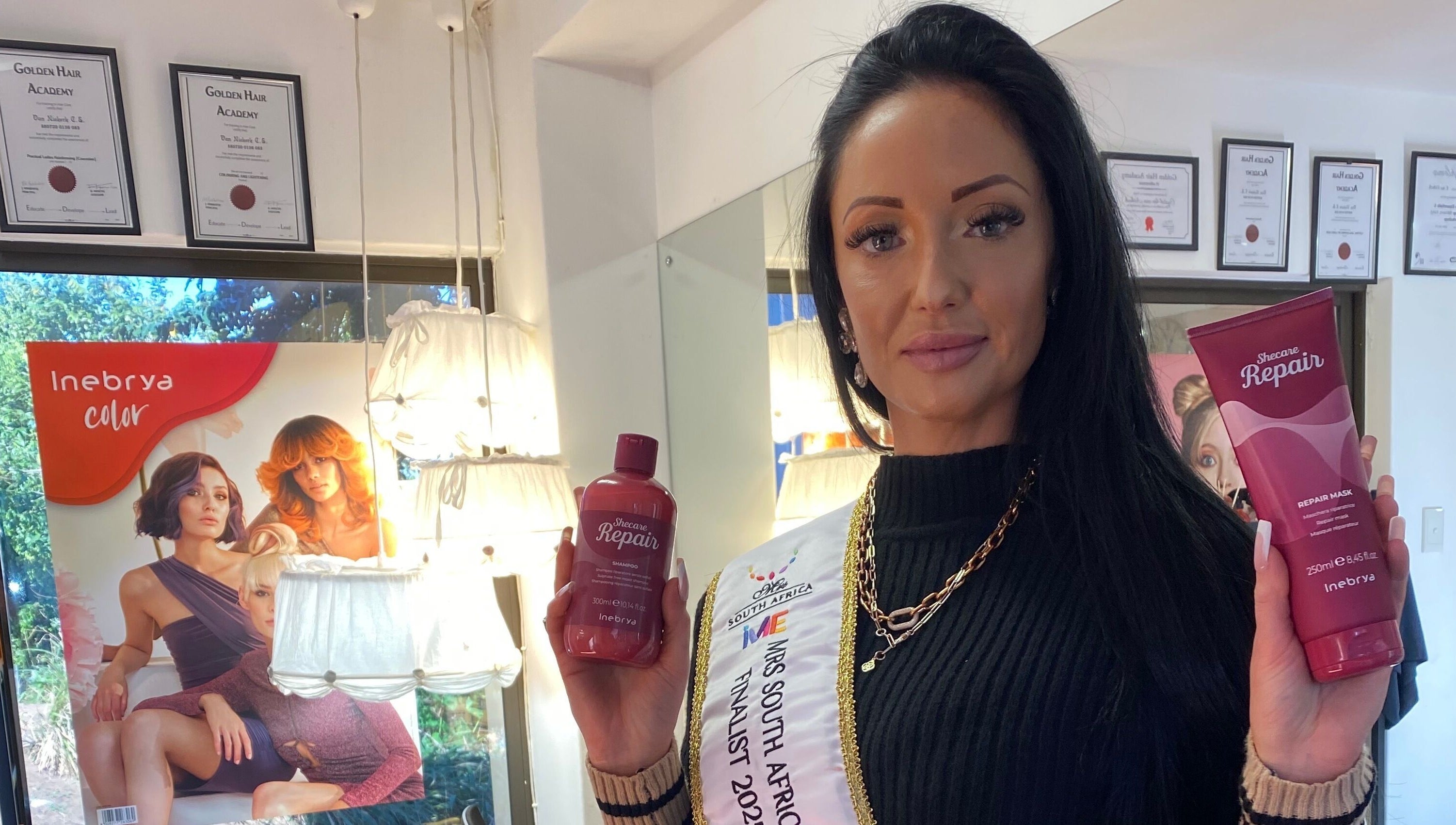 Professional showcasing Inebrya products at Hair Trendz by Crystal, Ballito, Kwazulu-natal, ZA.