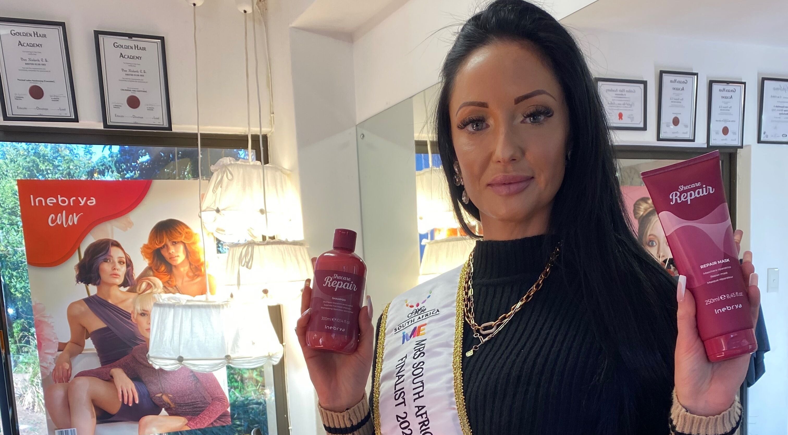 Professional showcasing Inebrya products at Hair Trendz by Crystal, Ballito, Kwazulu-natal, ZA.